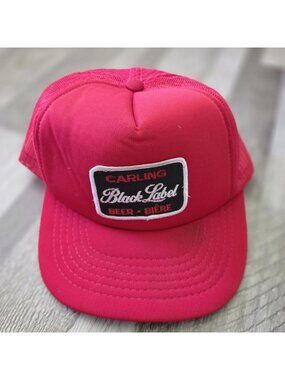 Yupoong One Size Red Carling Black Label Trucker Hat Vintage Style Snapback Cap
